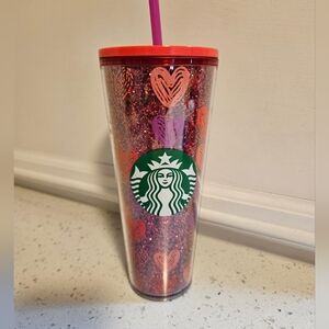 Starbucks 24 Oz Sparkly Hearts Cup